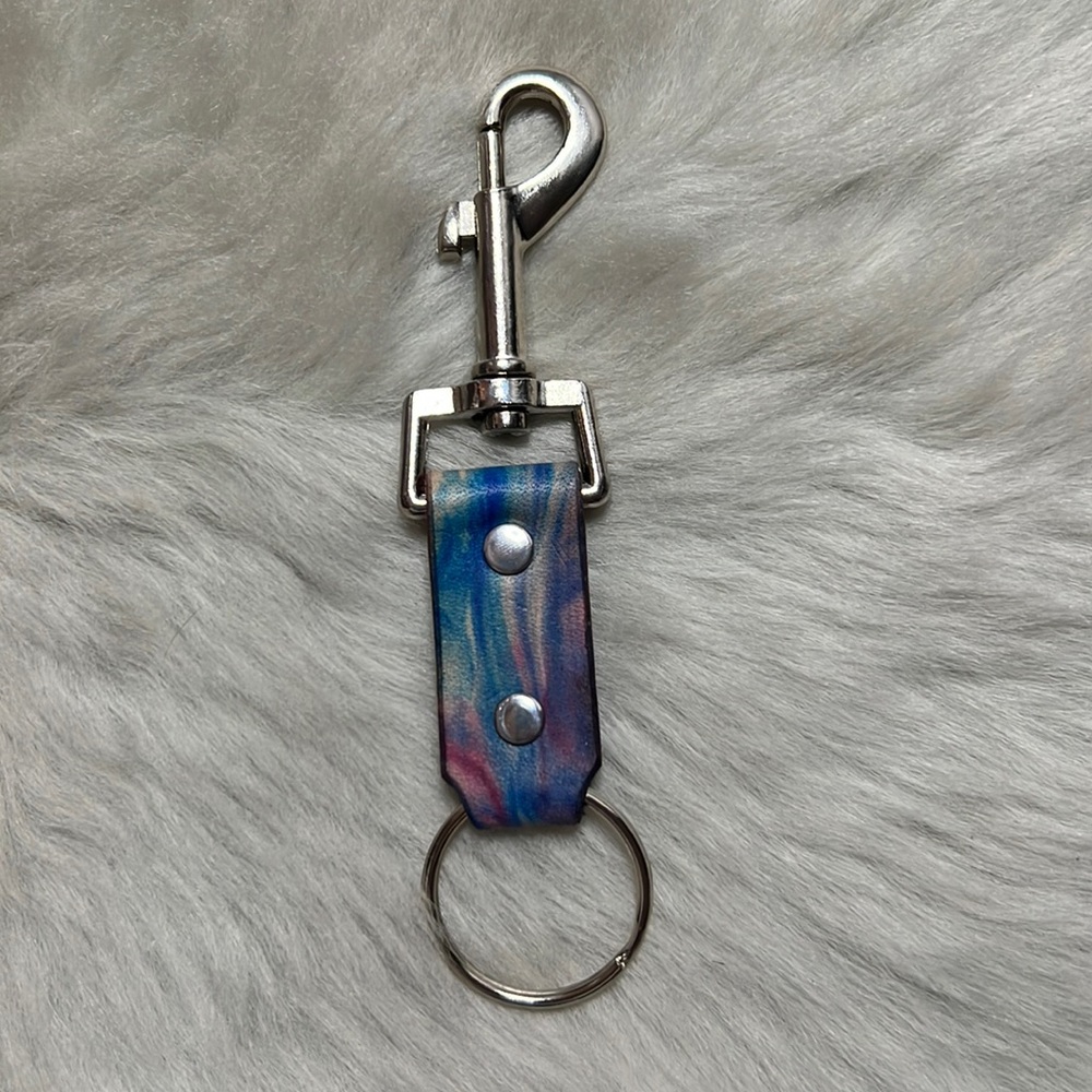 Hand Crafted Hand Dyed Leather Keychain